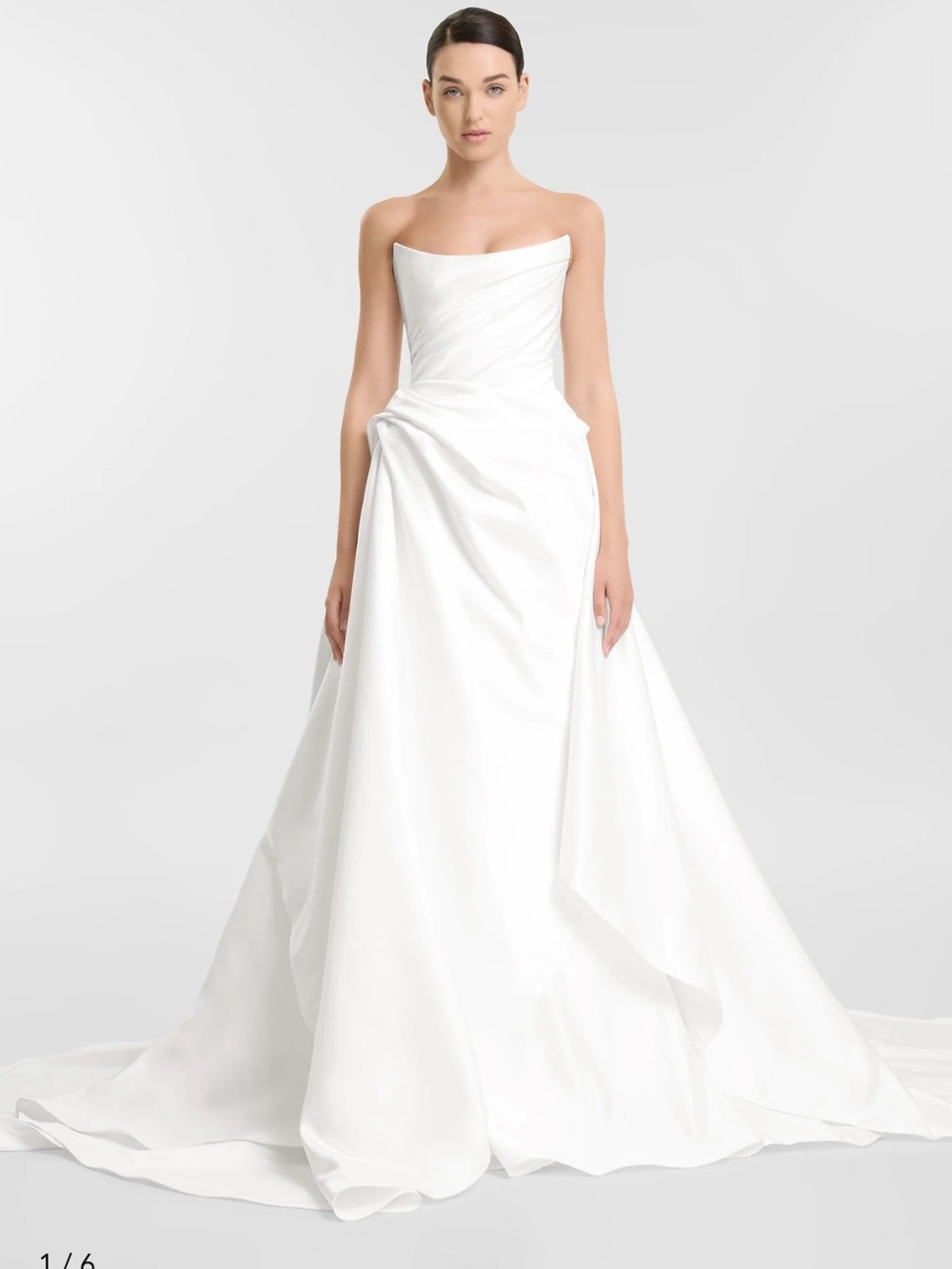 Classic Strapless White Bridal Gown with Draped Waist